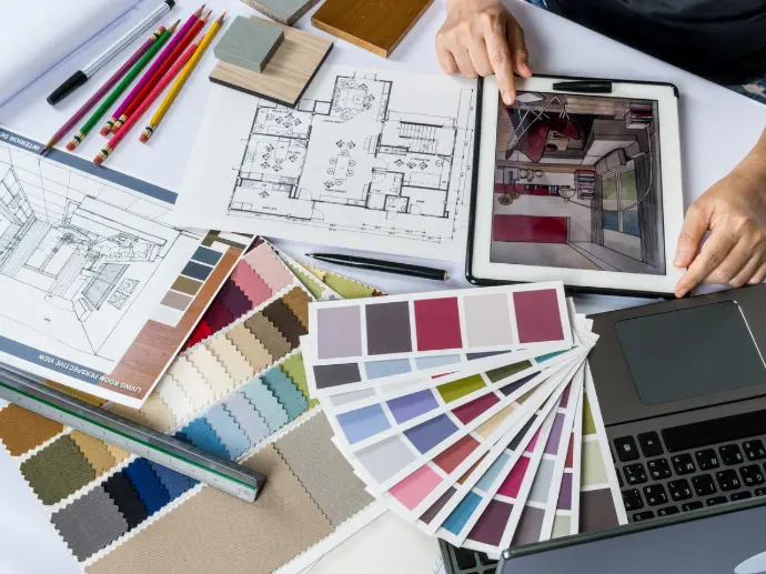 Materiaal- en kleurstalen voor een interieurontwerp